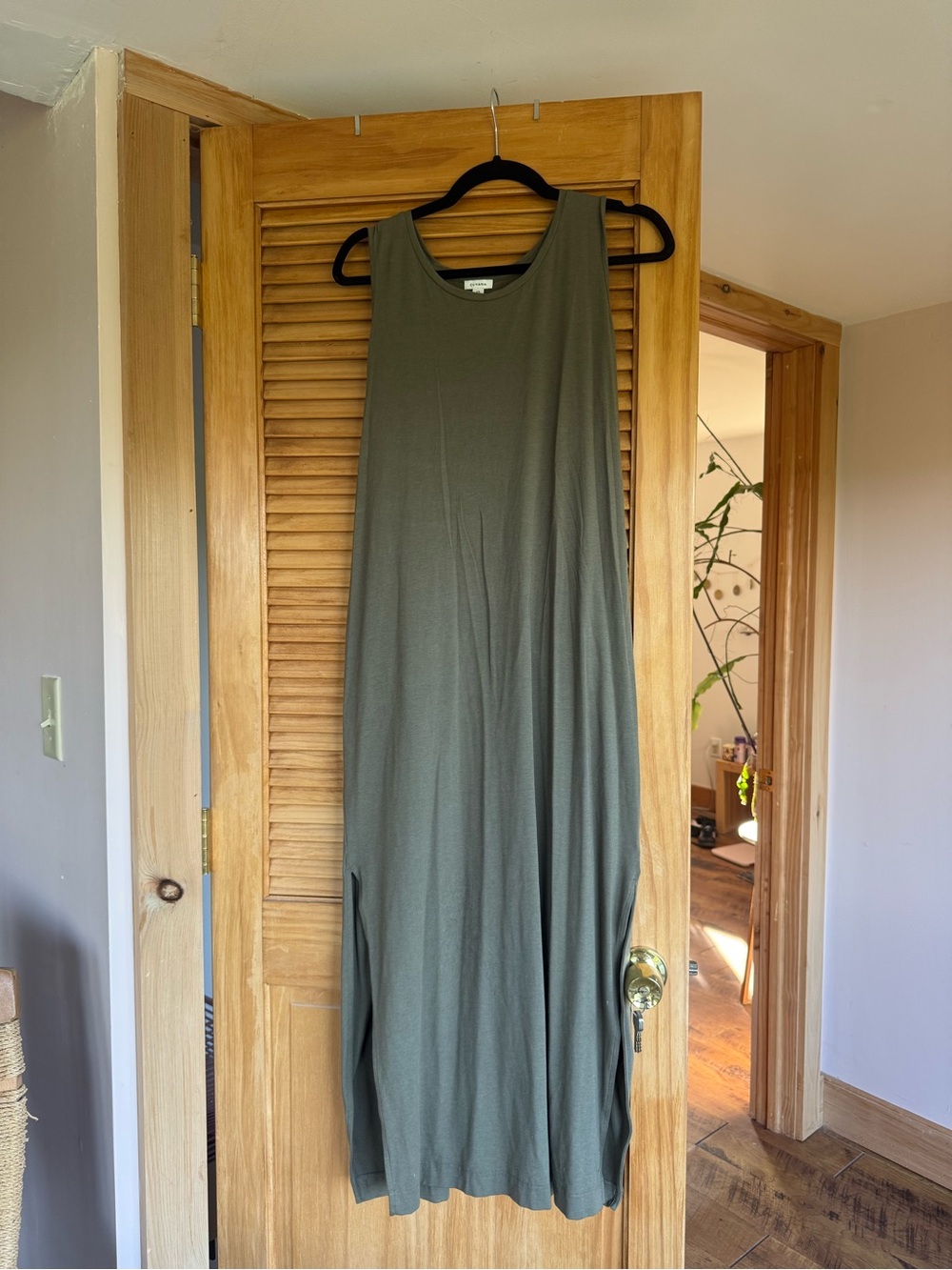 Cuyana Olive Green Sleeveless Maxi Dress